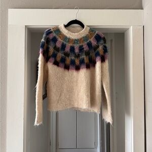Brushed Checkerboard Fair Isle Oversized Sweater